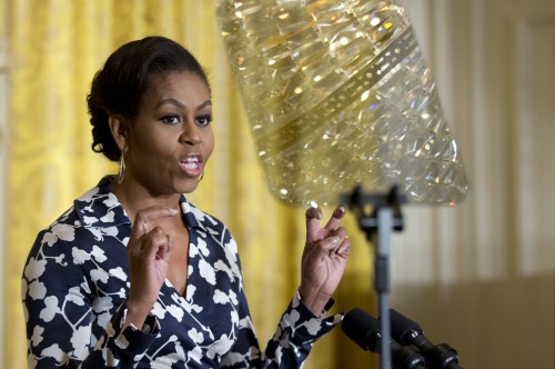 First lady Michelle Obama speaks in the East Room of the White House in Washington, Monday, Oct. 19, 2015, unveiling a new phase of her Reach Higher initiative encouraging students to continue education after high school, a public awareness campaign and matching website to provide practical information and space to share stories, backed by more than 20 media, business and nonprofit groups. (AP Photo/Manuel Balce Ceneta)