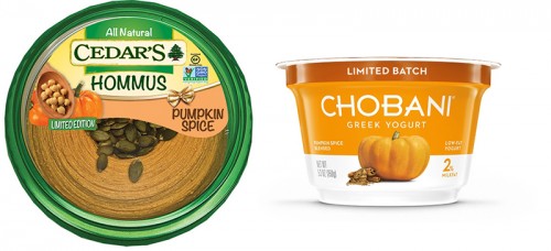 If the classic Starbucks Pumpkin Spice Latte can't fulfill your pumpkin cravings, there's plenty of spinoffs that can. (Photo courtesy of CHOBANI and CEDAR'S)
