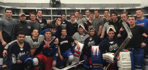 The DePaul club hockey team prides themselves on their camaraderie on-and-off the ice, which has been a factor in them starting off 11-1. (Photo courtesy of Matt Barbuscio | The DePaulia).