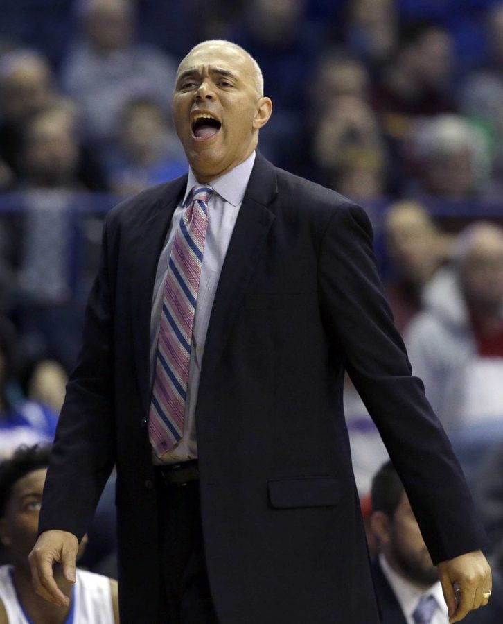 DePaul head coach Dave Leitao reacts as he watches his team during the second half of an NCAA college basketball game against Northwestern on Saturday, Dec. 19, 2015, in Rosemont, Ill. Northwestern won 78-70 in overtime. (AP Photo/Nam Y. Huh)