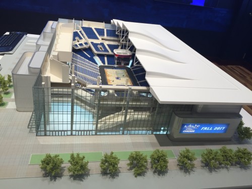 A new 3-D model of the arena was unveiled in a showcase room in DePaul Center today. (Matthew Paras / The DePaulia)