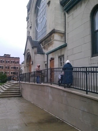 Guests arrive at the St. Vincent de Paul Parish Soup Kitchen. The kitchen is open from 8:30 to 10 a.m. Monday through Saturday. (JACKSON DANBECK | THE DEPAULIA)