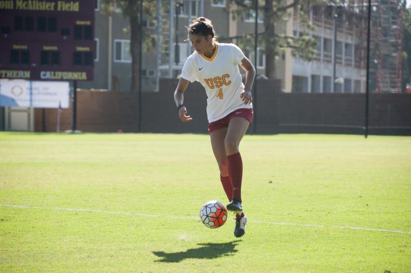 Sophomore defender Abigail Callahan at Southern California. (Photo courtesy of DEPAUL ATHLETICS)