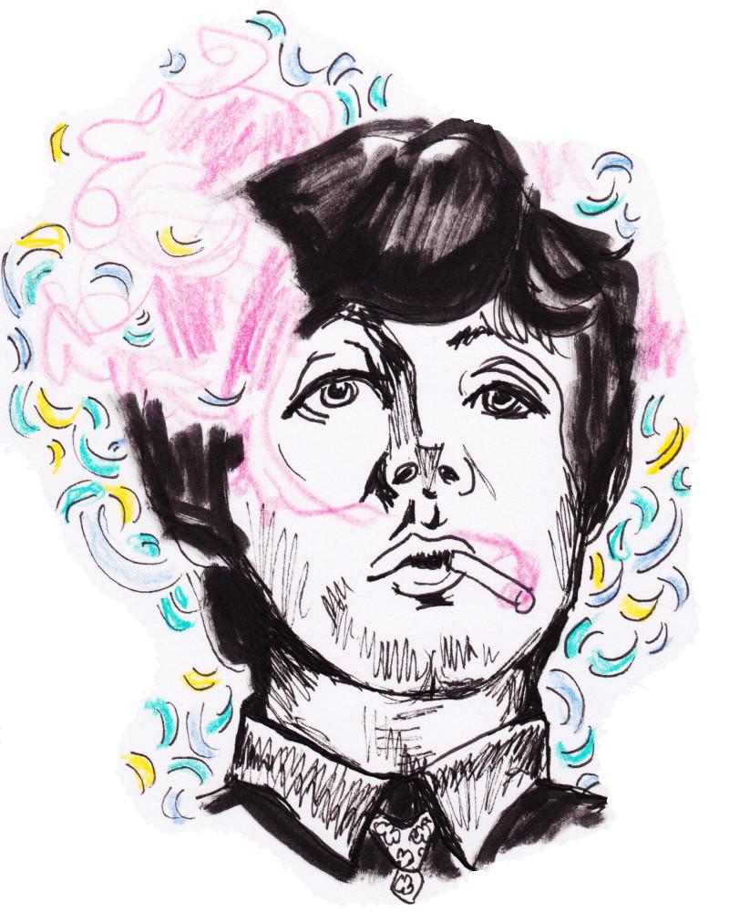 An illustration of Paul McCartney featured in “Beware of Napkins,” a book created by DePaul alumni. (Photo courtesy of Melanie Jeanne Plank) 
