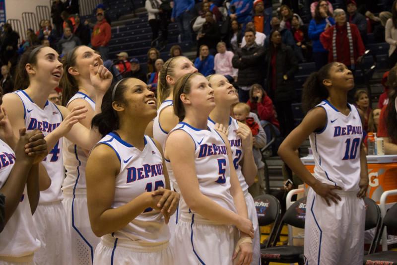 Women’s basketball celebrated their third straight Big East title Friday night with a win over Providence. (Connor O'Keefe / The DePaulia)