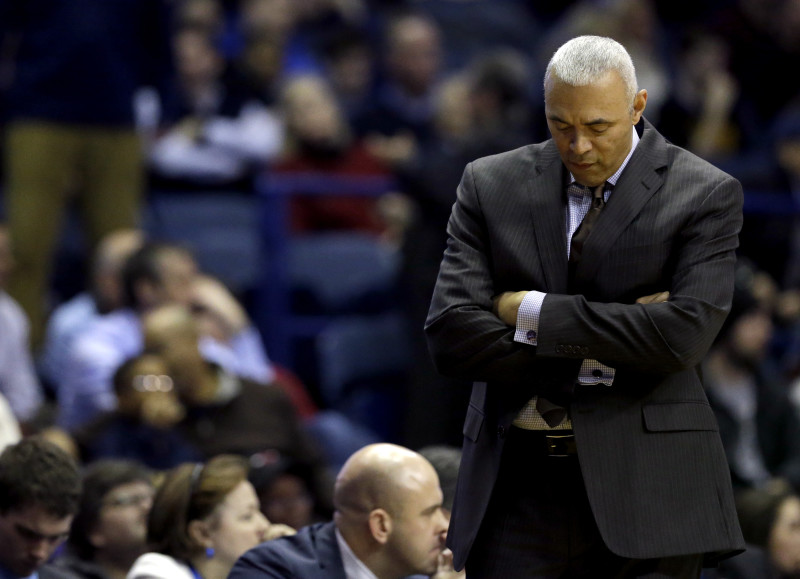 DePaul head coach Dave Leitao reacts as he watches his team during the second half of an NCAA college basketball game against Villanova Tuesday, Feb. 9, 2016, in Rosemont, Ill. Villanova won 86-59. (AP Photo/Nam Y. Huh)
