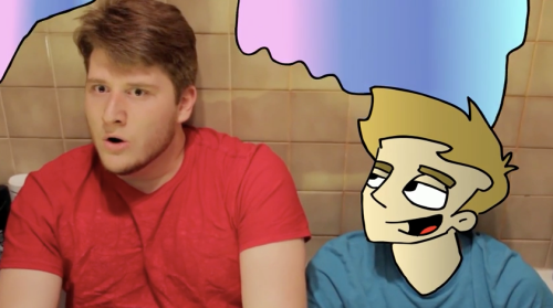 Aaron Margolin, on the left, and a cartooned Ryan ZumMallen, on the right, in their first animated ARMZ video. (Photo courtesy of ARMZ PRODUCTIONS)