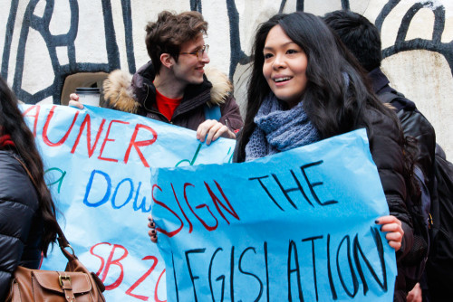 Though Rauner is expected to veto the bill, Cadavillo was excited by Tuesday's turnout. (Kirsten Onsgard / The DePaulia)