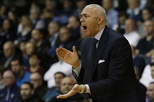 DePaul head coach Dave Leitao yells to his team during the first half of an NCAA college basketball game against Villanova, Tuesday, March 1, 2016, in Philadelphia. (AP Photo/Matt Slocum)