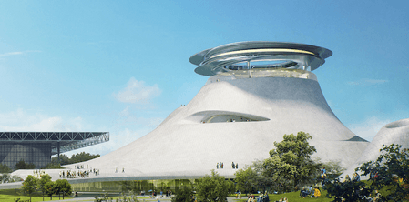 A rendering by MAD Architects of the Lucas Museum of Narrative Art, a museum currently planned to be opened in Chicago by 2019-2020. The museum and the site is currently being debated between Chicagoans, with Friends of the Park arguing that the state of Illinois has jurisdiction over the land. (Photo courtesy of MAD Architects) 