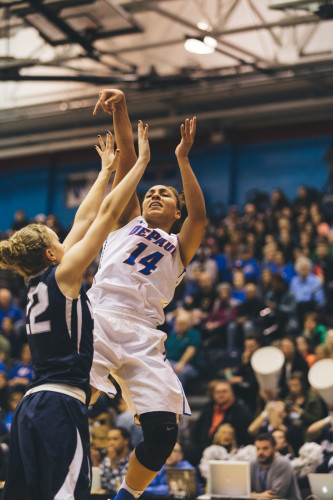 DePaul guard Jessica January goes up for the shot against Butler Sunday at McGrath Phillips Arena. DePaul won 76-49 