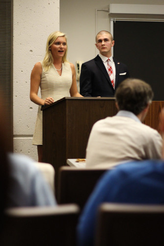 College Republican President Nicole Been (left) came under fire after suggesting the U.S. build a wall to keep out immigrants. (Connor O'Keefe / The DePaulia)