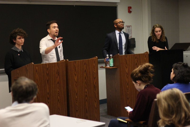 DePaul Democrats, College Republicans and Socialists faced off in a debate Tuesday. (Connor O'Keefe / The DePaulia)