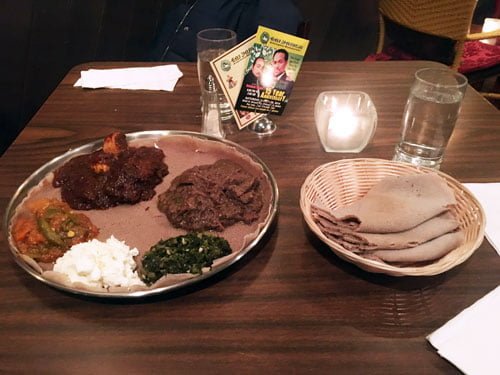 Ras Dashen offers up Ethiopian cuisine in Edgewater, inclulding injera, a porous, pancake-like food that is so delicious it’s worth going back despite slow service. (Marcus Cirone / The DePaulia)