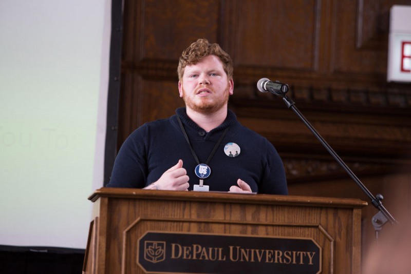  Brendan Yukins 0 educates on sexual assault awareness. (Josh Leff / The DePaulia)