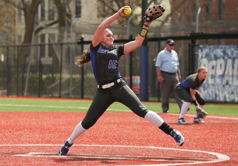 Senior Morgan Maize hadn’t pitched for DePaul since her freshman year. Now she’s one of the best in the Big East, and DePaul’s number one starter.  (Photo courtesy of DePaul Athletics)