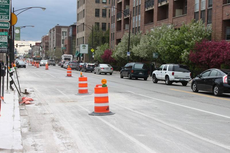 Reconstruction to Fullerton Avenue would add more bike lanes and renovate existing side walks. Construction is set to be completed by November 2016.  (Jack Higgins / The DePaulia)