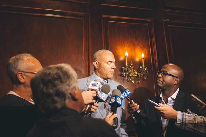 Dave Leitao addresses the media.