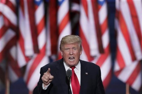 Donald Trump accepts the GOP nomination for president in Cleveland Thursday night (J. Scott Applewhite / AP)