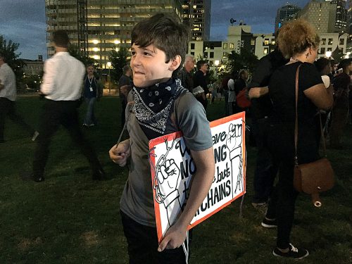 Eleven-year-old Ethan Julian of Greensboro, N.C., at Romare Bearden Park in Charlotte, N.C., on Thursday, Sept. 22, 2016. (Jeff Siner/Charlotte Observer/TNS)