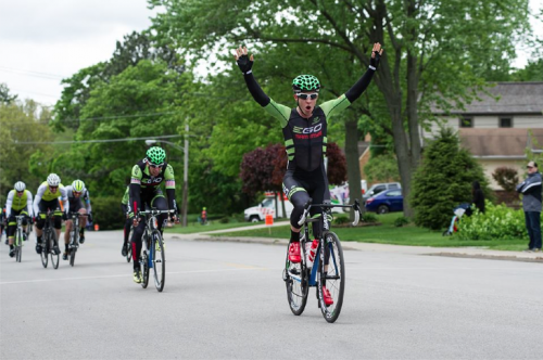Andrew Giniat wins first place in the Elgin Criterium in Elgin, Illinois. (Photo by ETHAN GLADDING) 