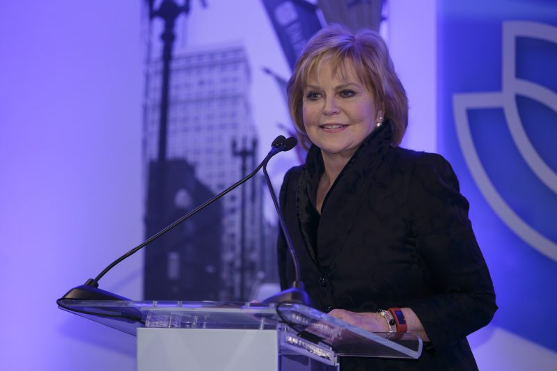 Carol Marin, director, Center for Journalism Integrity and Excellence, gives remarks during a dedication and reception event for the new Center for Journalism Integrity and Excellence in the College of Communication, Thursday, May 5, 2016. Marin and Don Moseley, known for their decades of award-winning investigative journalism in Chicago and national media, serve as co-directors of the center that values truth, accuracy, fairness and context as its guiding principles. (DePaul University/Jeff Carrion)