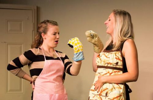 Lily Staski and Allison Kochanski act out comedy sketch for all female sketch show, "There's Something about Bloody Mary." (Photo courtesy of Huggable Riot)