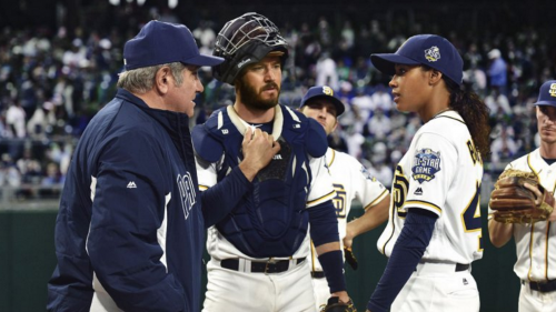 "Pitch" tells the story of a young pitcher on the San Diego Padres, who becomes the first woman to play in the MLB. (Photo courtesy of FOX STUDIOS)