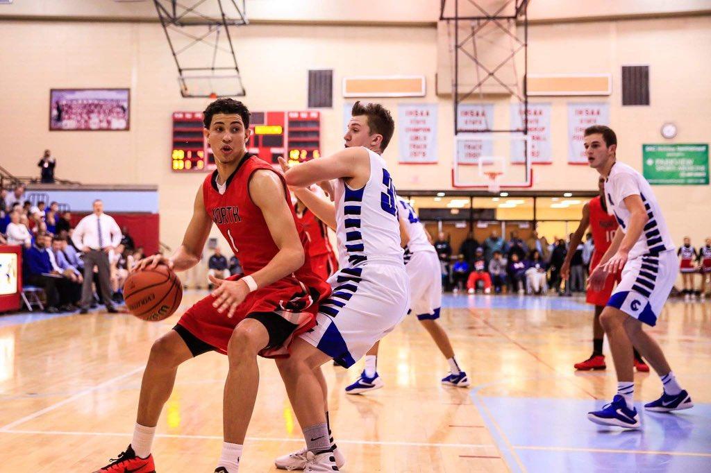 Butz (left) is a 6-foot-9 inch forward from Fort Wayne, Indiana. He committed to DePaul on Thursday. (Photo courtesy of Jaylen Butz)