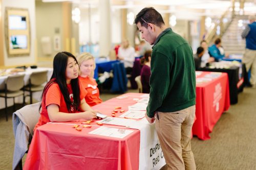The DePaul Red Cross was one of many organizations presenting ways to stay safe during emergencies at the Safety Fair in the Student Center. (Josh Leff/The DePaulia)