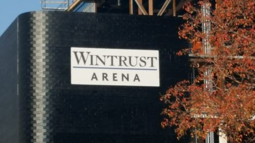 The name on the southwest Facade of the arena. (Ben Gartland/The DePaulia)