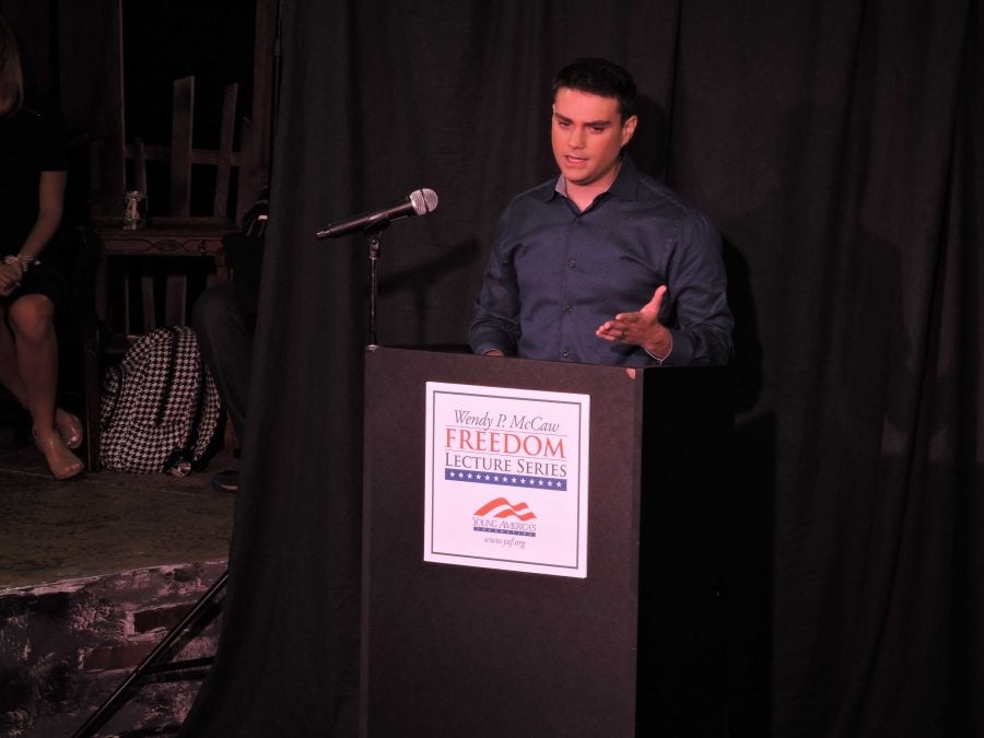 Ben Shapiro speaks at a DePaul Young America's for Freedom event Nov. 15. Shapiro was banned from speaking at DePaul in August. (Danielle Church | The DePaulia)