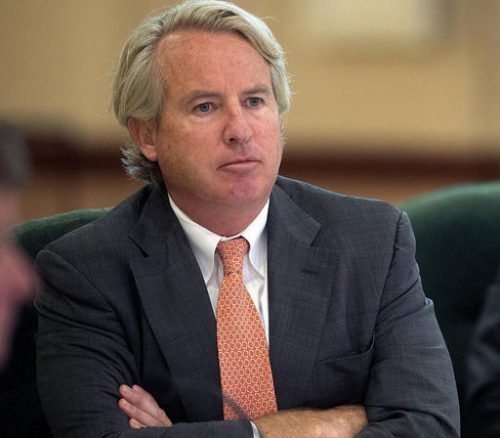 FILE - In this Sept. 11, 2014, file photo, University of Illinois Board of Trustees Chairman Chris Kennedy Jr., listens during a trustees meeting in Urbana, Ill. Illinois Republican Gov. Bruce Rauner sent two clear signals when he dumped $50 million into his campaign fund: The 2018 race for Illinois governor will be a rough one, and the contest starts now. What's still unknown is which Democrats will try to unseat the multimillionaire former businessman. Among those considering a bid is Kennedy. (Rick Danzl/The News-Gazette via AP, File)