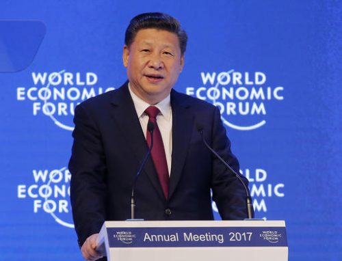 China's President Xi Jinping speaks at the World Economic Forum in Davos, Switzerland, Tuesday, Jan. 17, 2017. (AP Photo/Michel Euler)