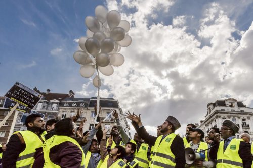 Mourners release balloons during the one-year anniversary for Brussels attacks victims at the Bourse in Brussels on Wednesday, March 22, 2017. Belgian leaders, victims and families of those who died in the suicide bomb attacks on the Brussels airport and subway are marking the first anniversary of the attacks, which killed 32 people and wounded more than 300 others. (AP Photo/Geert Vanden Wijngaert)