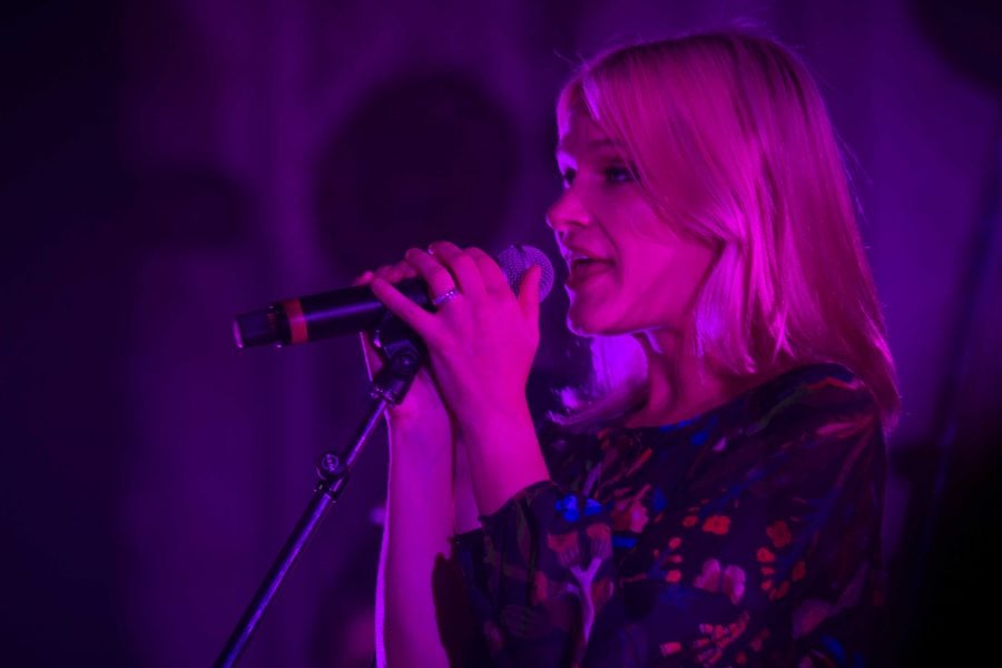 Remix Artist Collective (RAC) perfromed at the Metro on Friday, Oct. 13. Liz Anjos, aka Pink Feathers, took over as lead singer as RAC features over 200 remixed songs. 
(Connor OKeefe/The DePaulia)