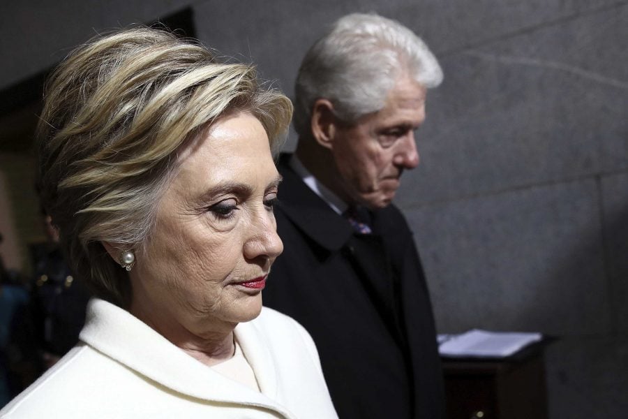 In this January 2017 file photo, former Sen. Hillary Clinton and former President Bill Clinton arrived on the West Front of the U.S. Capitol. 

(Win McNamee/Pool Getty Images North America)