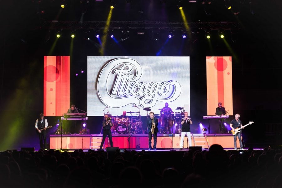 Chicago performing at the new Wintrust Arena on Nov. 9. Lee Loughnane, James Pankow and Walter Parazaider of Chicago formed in the 1960s on the Lincoln Park 
(Konrad Markowski/The DePaulia)
