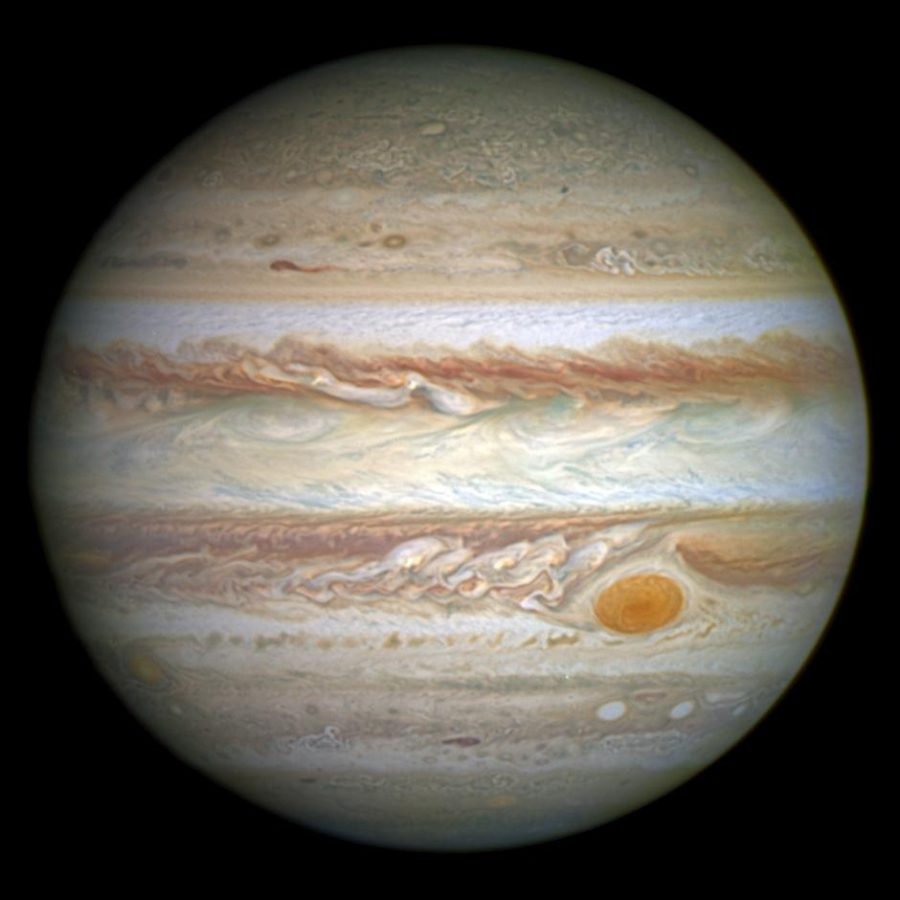 This full-disc image of Jupiter was taken on 21 April 2014 with Hubbles Wide Field Camera 3 (WFC3).