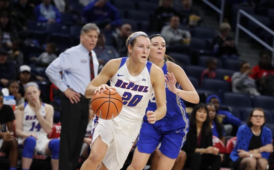 Kelly Campbell finished with 11 points and 11 rebounds in the win over Georgetown.(Photo Courtesy of DePaul Athletics)