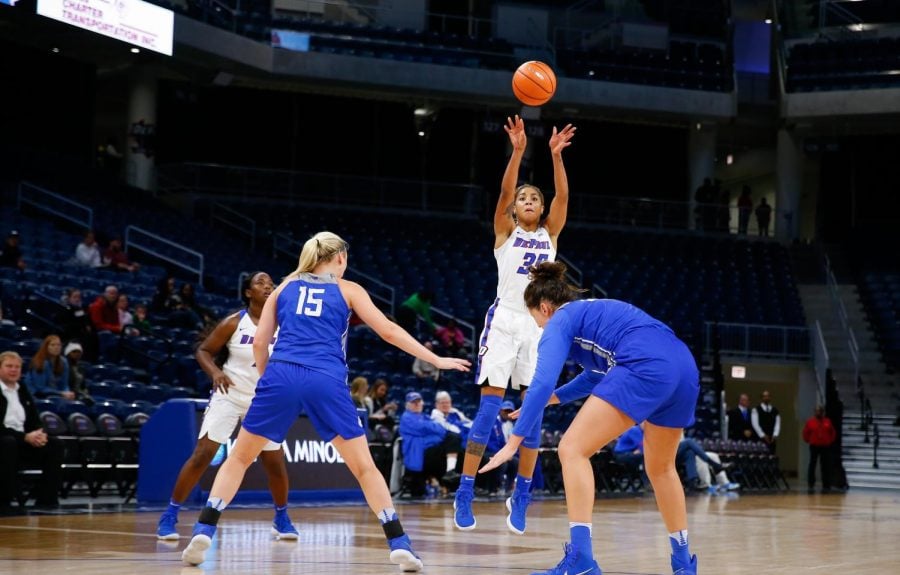 Junior+forward+Marte+Grays+collected+her+third+career+double-double+with+21+points+and+10+rebounds.++%0A%28Photo+Courtesy+of+DePaul+Athletics%29+