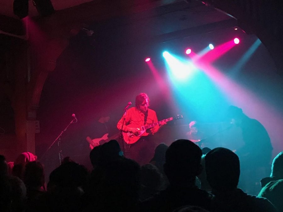 Artist Cut Worm plays his set to a small crowd as part of the Tomorrow Never Knows festival in Schubas Tavern on Thursday night.  (Zoey Barnes | The DePaulia)