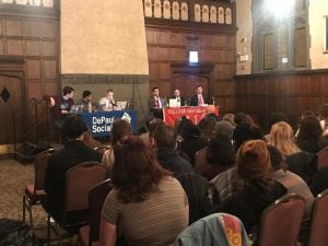 The DePaul Socialists challenged the DePaul College Republicans to a public debate after controversial author Charles Murray spoke on campus in November 2017.
(Amber Colón | The Depaulia)