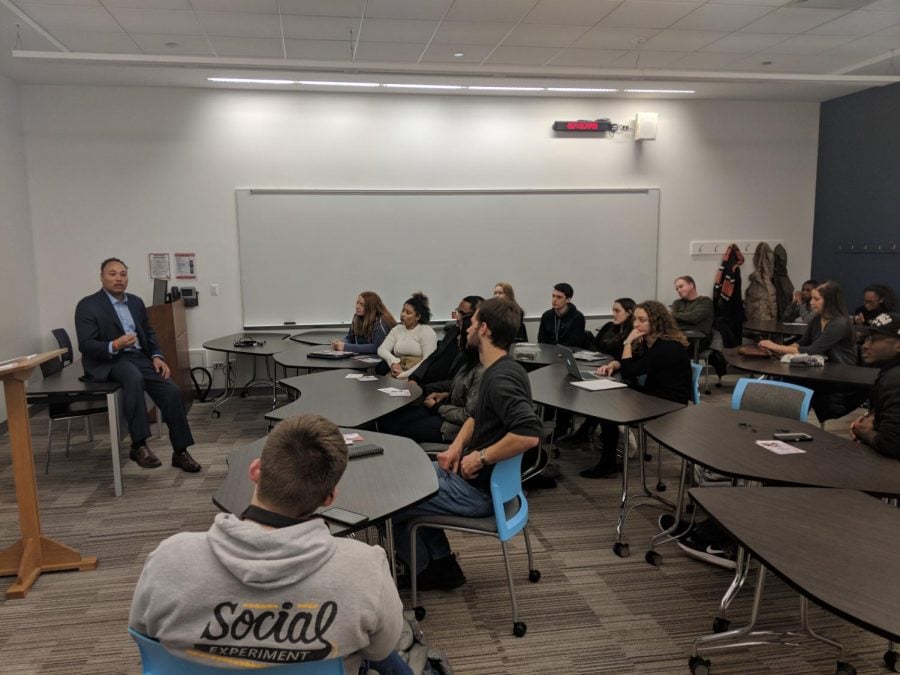 Joy had a laid-back conversation with students, and invited them out for a beer afterwards.
photo courtesy of Jonathan Ballew | The DePaulia