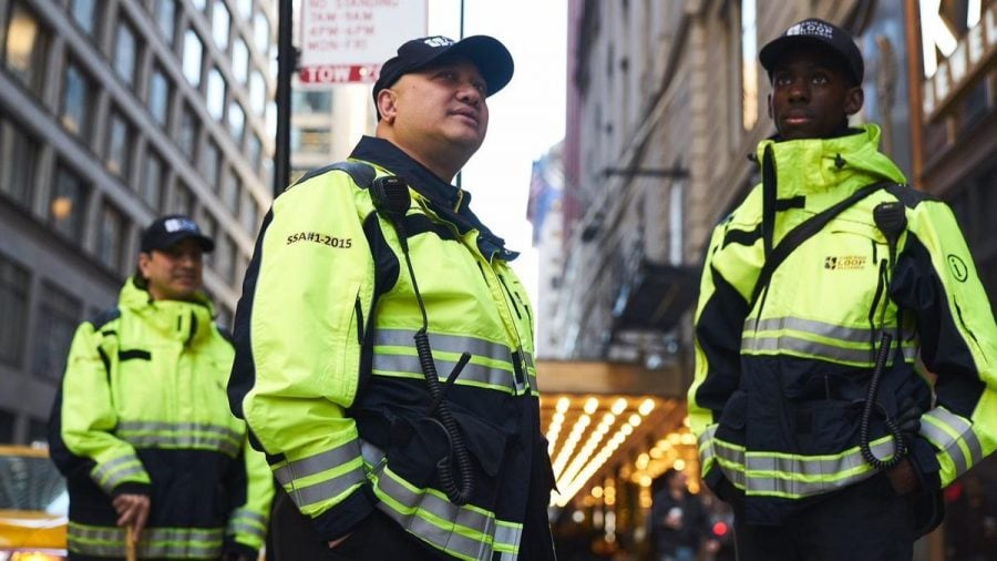 The guards were hired to curb shoplifting, panhandling and hasten response times.  (Photo courtesy of Chicago Loop Alliance)
