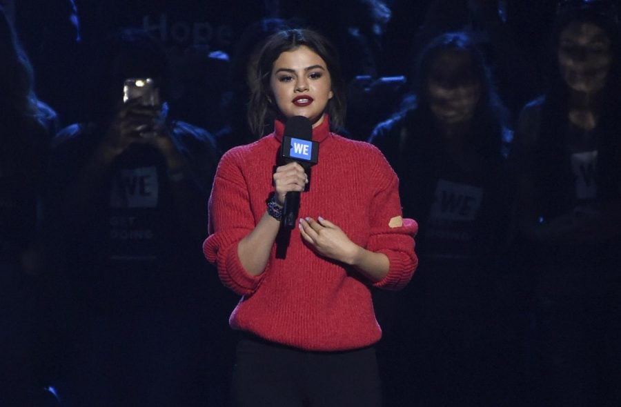 Selena Gomez came under fire after using #notjustahashtag to voice support for the March for Our Lives protest whenin 2016, she criticized the Black Lives Matter movement, saying that hashtags dont make results. 
(Photo courtesy of AP Newsroom)