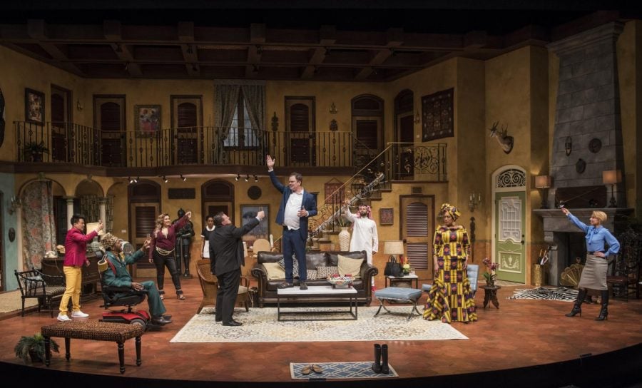 Rainn Wilson stars as two different characters in Doppelganger: (an international farce) alongside recent DePaul Theatre School graduate Celeste Cooper.
(Photo courtesy of Steppenwolf Theatre)