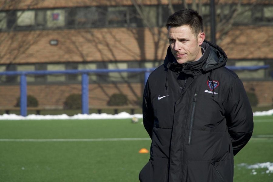Mark Plotkin has used the spring to get a better sense of his new team as he prepares for his first season as head coach of the mens soccer team. 
(Alejandro Trevino/DePaul Athletics)