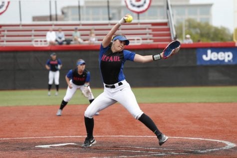 After bursting onto the scene as a freshman, sophomore pitching sensation Missy Zoch has nine complete games this season.
(Steve Woltmann | DePaul Athletics)
