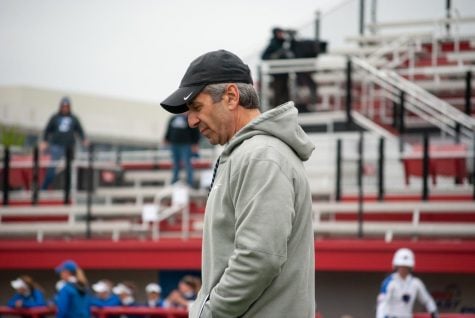 Head Coach Eugene Lenti, pictured here during the Big East Championship, led the Blue Demons to the NCAA Tournament for the 20th time in his tenure with the program. 